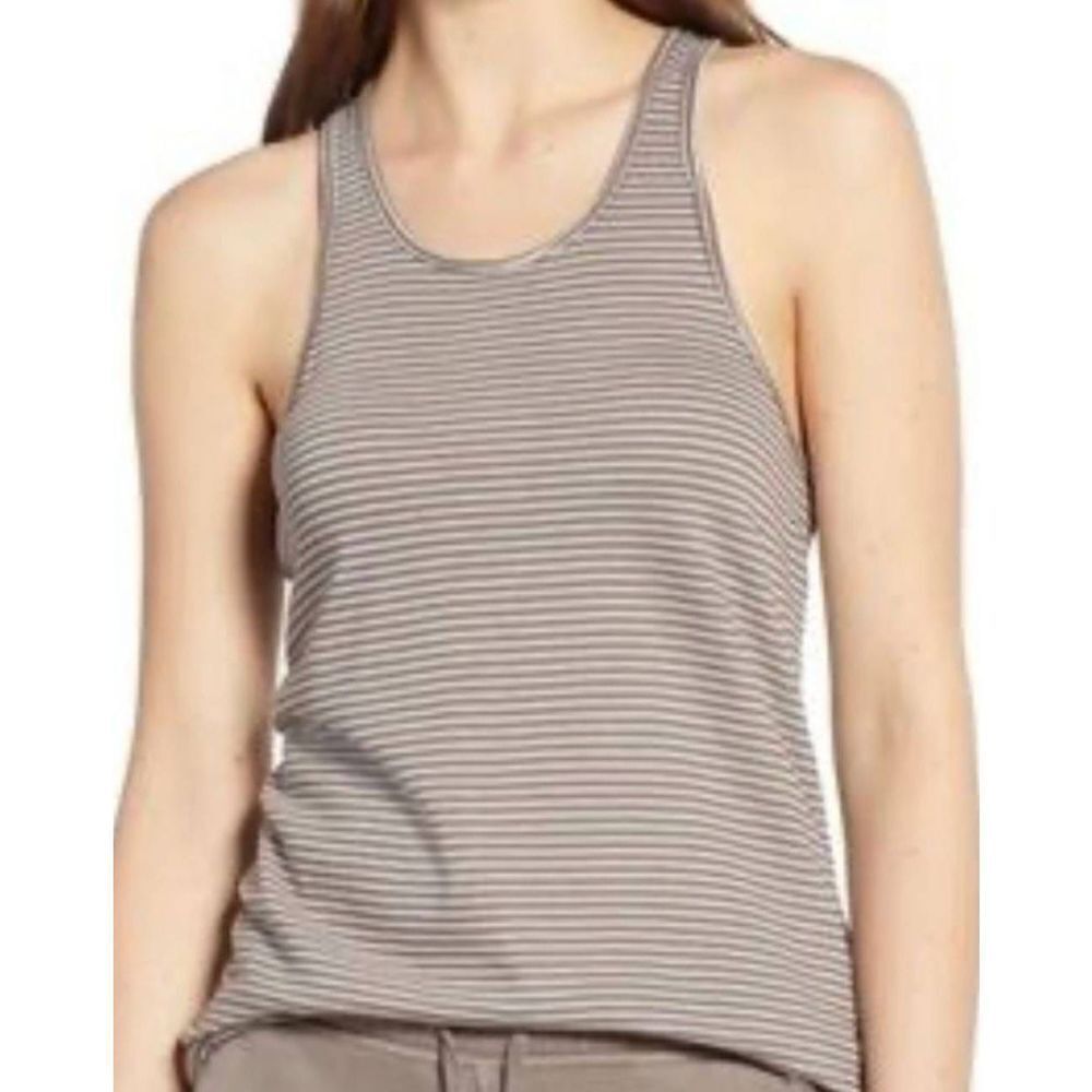 FRANK & EILEEN Striped Tank Top Base Layer Tee Lab in grey White Stripes sz Smal